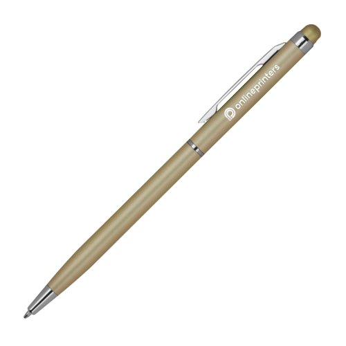 Stylo  bille en mtal dor avec clip et fonction stylet tactile.