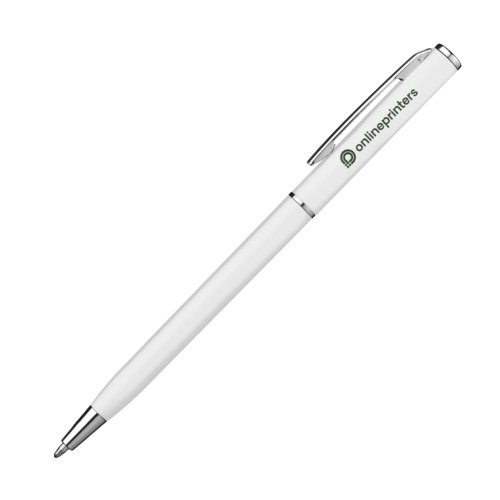 Stylo  bille en plastique blanc avec clip.
