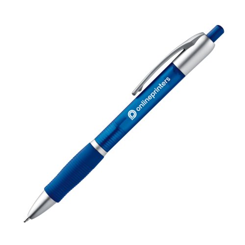 Stylo  bille bleu avec clip et mcanisme  poussoir.