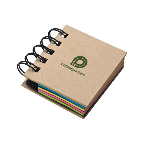 Bloc-notes adhsif avec notes repositionnables colores et reliure spirale.