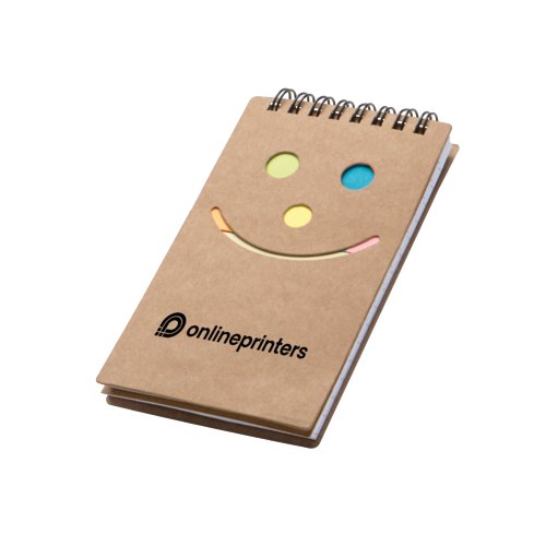 Bloc-notes Marsala avec reliure spirale et notes adhsives.