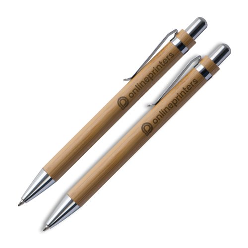 Ensemble d'criture en bois clair avec stylo  bille et tui.