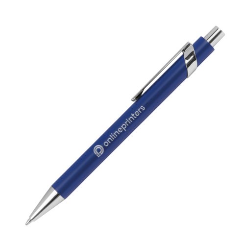 Stylo  bille en mtal bleu  motifs avec clip et mcanisme  poussoir.