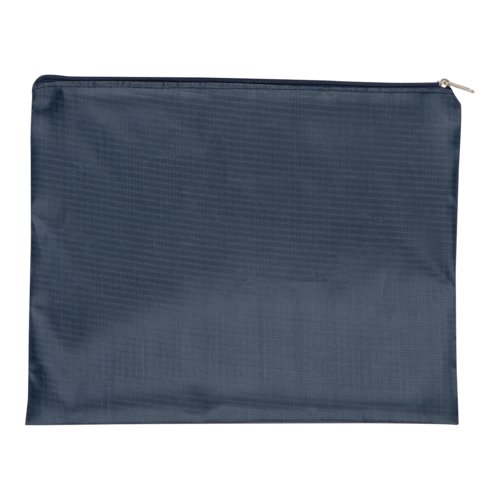 Ensemble de voyage en textile bleu fonc, quatre pices, avec fermeture clair.