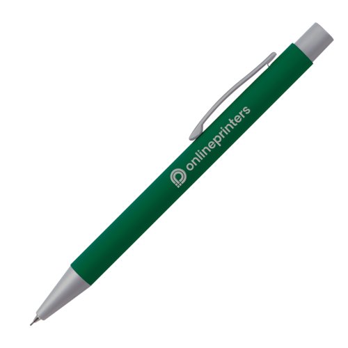Porte-mine vert avec lments en mtal et clip.