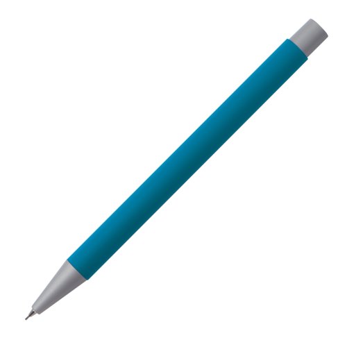 Porte-mine en plastique bleu clair avec gomme.