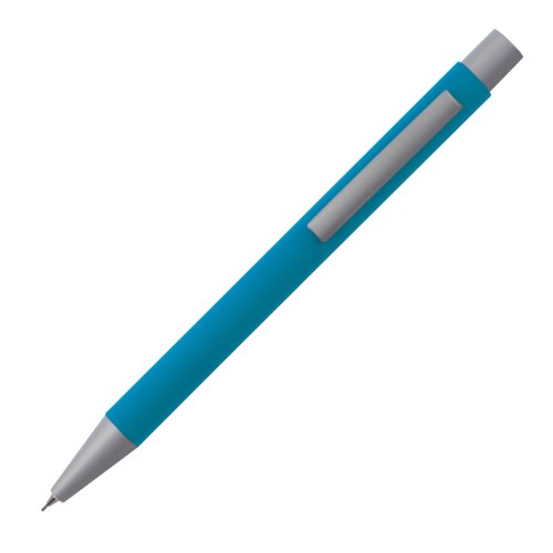 Porte-mine en plastique bleu clair avec clip.