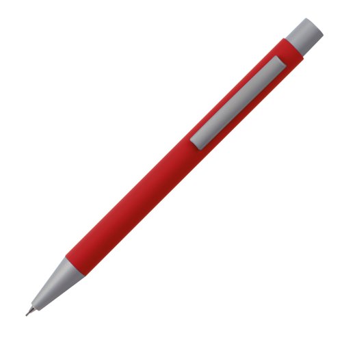 Porte-mine rouge avec clip et mcanisme  poussoir.