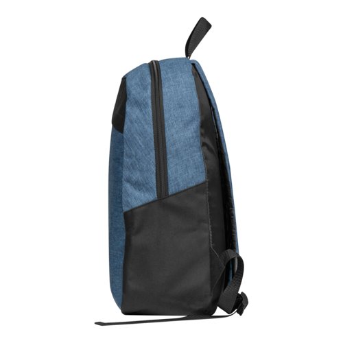 Sac  dos bleu fonc avec fermeture clair et poigne de transport.
