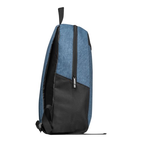 Sac  dos bleu fonc avec fermeture clair et bretelles rglables.