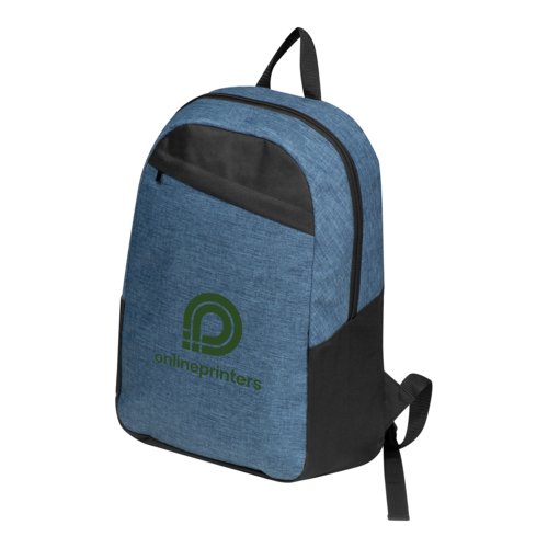 Sac  dos bleu fonc en matriau robuste avec bretelles rglables.