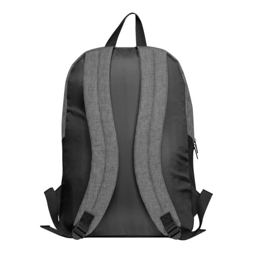 Sac  dos gris avec bretelles rglables et fermeture clair.