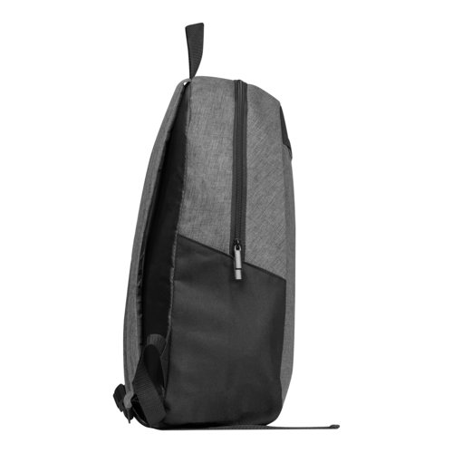 Sac  dos gris avec fermeture clair et bretelles rglables.