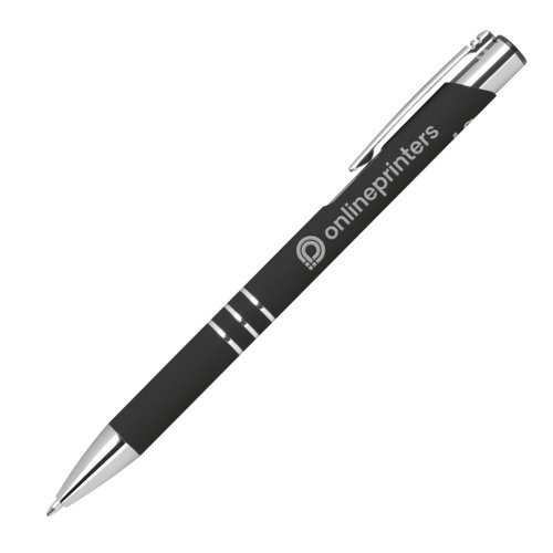 Stylo gel noir avec lments en mtal et clip.