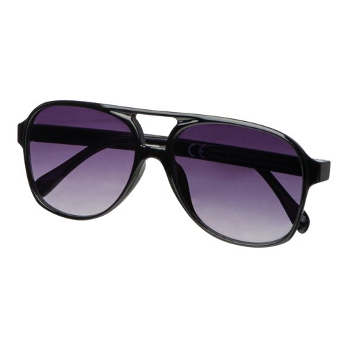 Lunettes de soleil noires style aviateur avec monture en plastique.