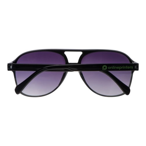 Lunettes de soleil noires en plastique style aviateur.