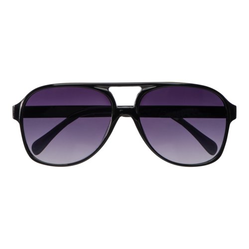 Lunettes de soleil aviateur en plastique noir.