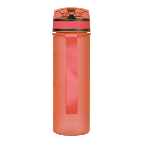 Bouteille d'eau orange en tritan avec boucle de transport.