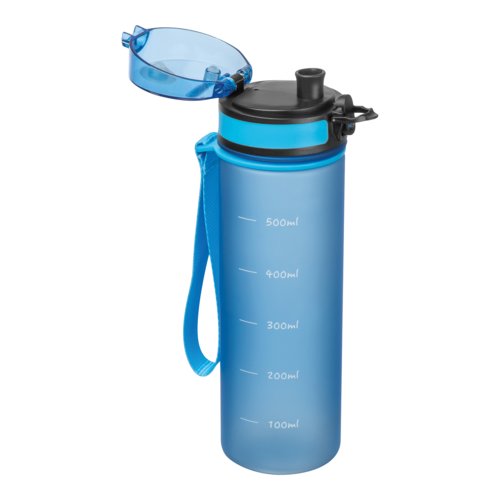 Bouteille d'eau bleu clair en Tritan avec dragonne.
