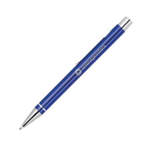 Stylo gel bleu avec clip et mcanisme  poussoir.