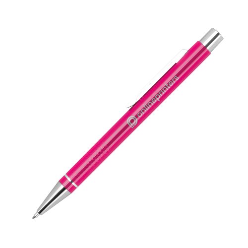 Stylo gel rose avec clip et mcanisme  poussoir.