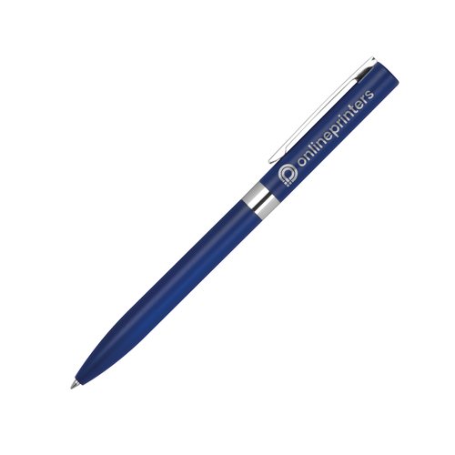 Stylo gel bleu fonc avec clip et mcanisme  poussoir.
