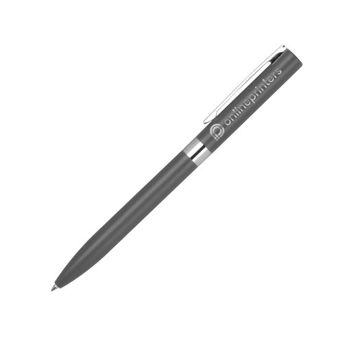 Stylo gel anthracite avec clip et mcanisme  poussoir.