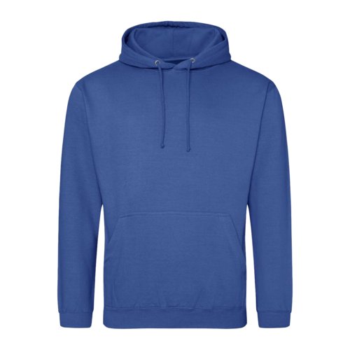 Sweat  capuche bleu roi en coton-polyester avec poche kangourou et capuche.