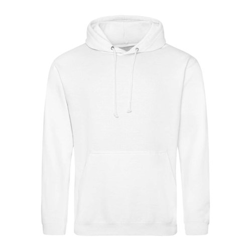 Sweat  capuche blanc en coton et polyester avec cordon de serrage et poche kangourou.