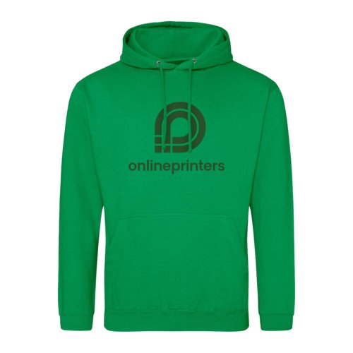 Sweat  capuche vert en tissu avec capuche et poche kangourou.