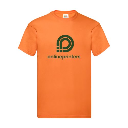 T-shirt orange en coton pour hommes avec manches courtes et encolure ronde.