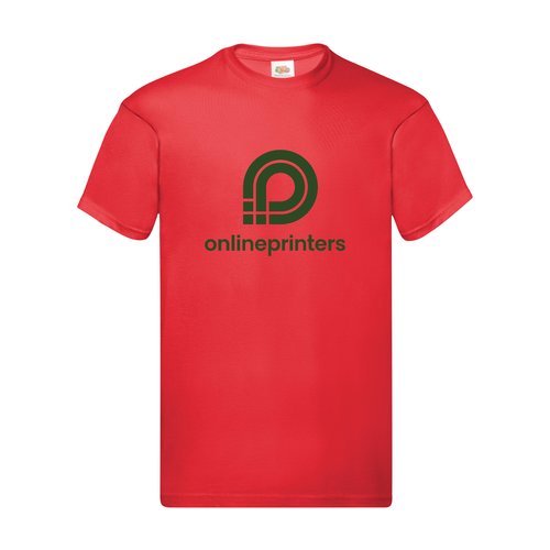 T-shirt rouge en coton pour hommes avec manches courtes.