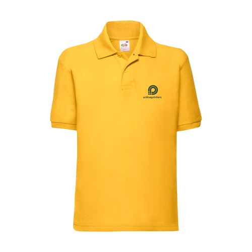 Polo piqu jaune en polyester et coton pour enfants.
