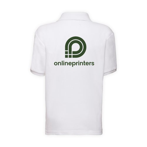 Polo piqu blanc en tissu mlang pour enfants avec manches courtes.