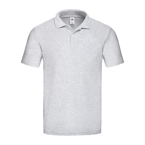 Polo en coton gris chin avec courte patte boutonne.