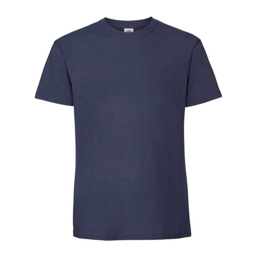 T-shirt en coton bleu fonc pour hommes avec manches courtes.