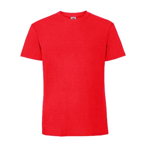 T-shirt rouge en coton avec manches courtes et col rond.
