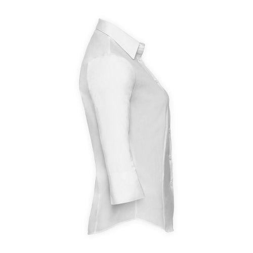 Blouse blanche en coton stretch pour femmes.