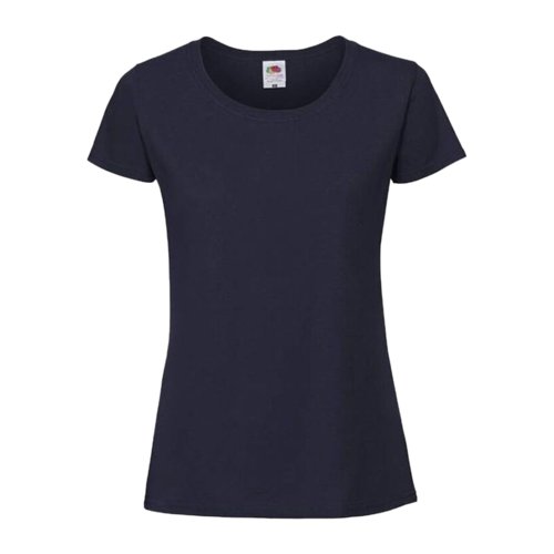 T-shirt bleu fonc en coton pour femme  manches courtes.