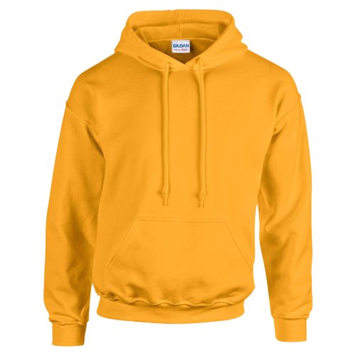 Sweat  capuche jaune dor en mlange de coton avec capuche et poche kangourou.