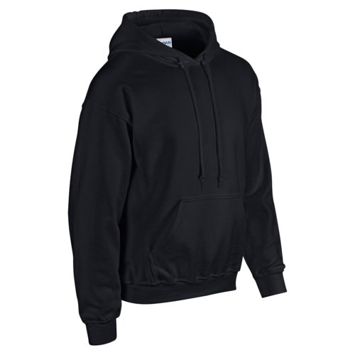 Sweat  capuche noir en mlange de coton avec capuche et poche kangourou.