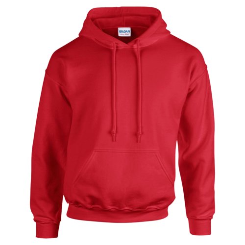 Sweat  capuche rouge pour homme en mlange de coton avec poche kangourou et capuche.