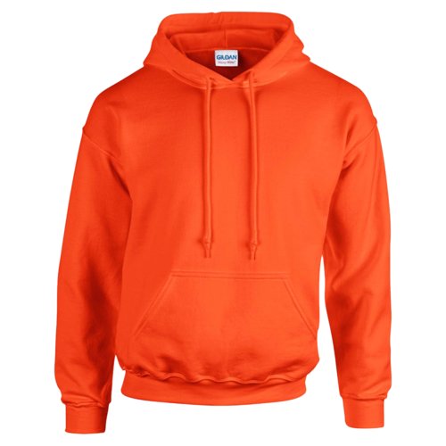 Sweat  capuche orange en mlange de coton pour homme avec capuche et poche kangourou.