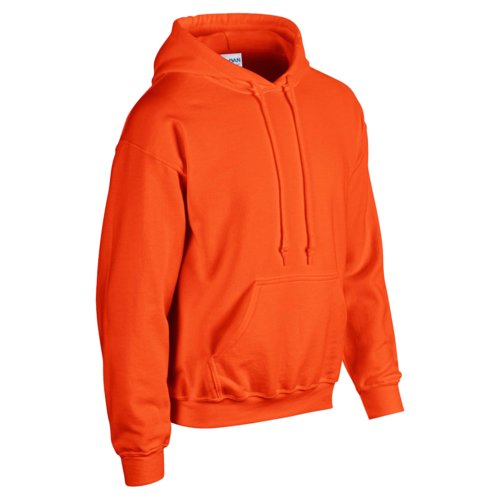 Sweat  capuche orange en mlange de coton avec capuche et poche kangourou.