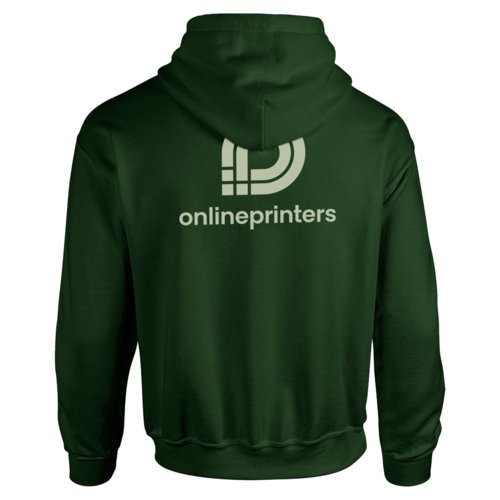 Sweat  capuche vert fonc en mlange de coton avec capuche et poche kangourou.