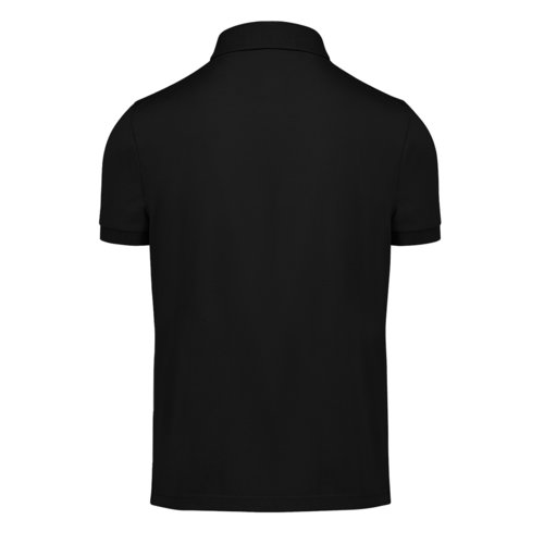 Polo noir en coton pour hommes avec courte patte de boutonnage.