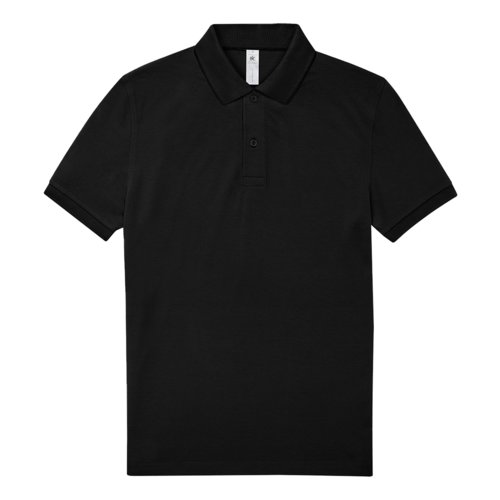 Polo noir en coton pour hommes avec courte patte de boutonnage.