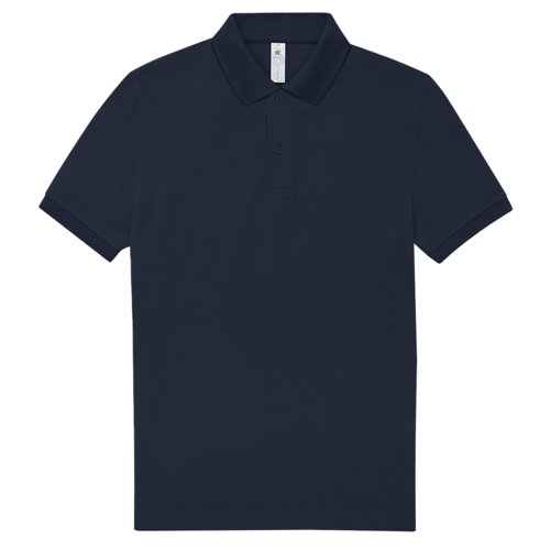 Polo en coton bleu marine pour homme avec courte patte boutonne.