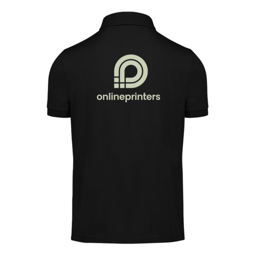 Polo noir en coton pour hommes avec une courte patte de boutonnage.