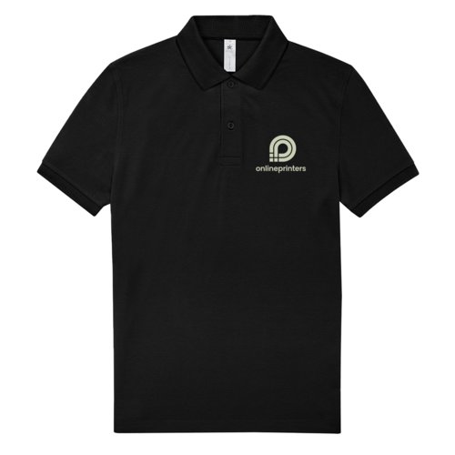 Polo noir en coton pour hommes avec courte patte de boutonnage.